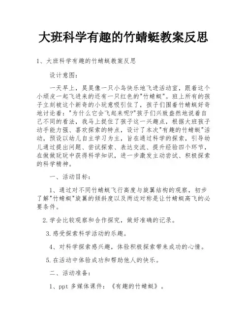大班科学有趣的竹蜻蜓教案反思