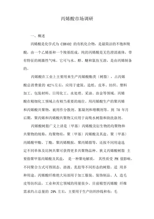 丙烯酸调研报告