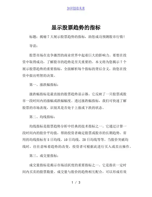 显示股票趋势的指标