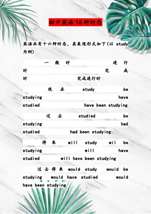 初中英语16种时态