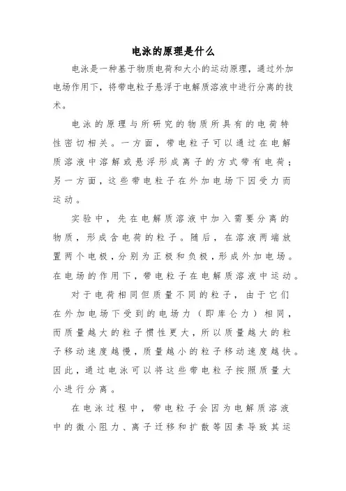 电泳的原理是什么