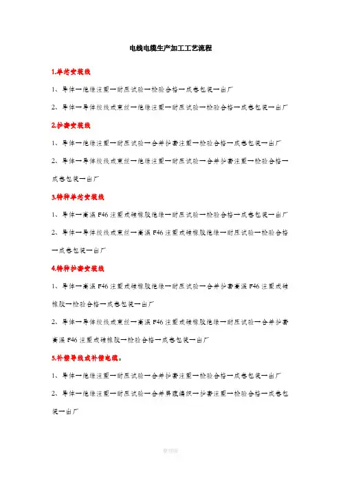 电线电缆生产加工工艺流程