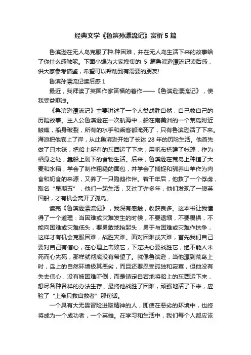 经典文学《鲁滨孙漂流记》赏析5篇