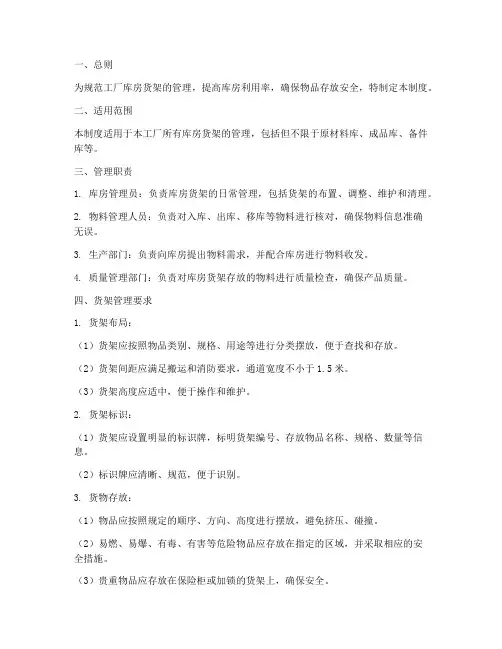 工厂库房货架管理制度