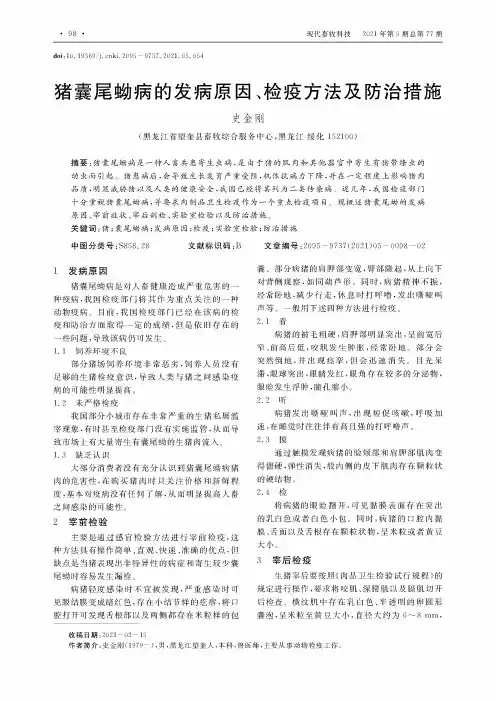 猪囊尾蚴病的发病原因、检疫方法及防治措施