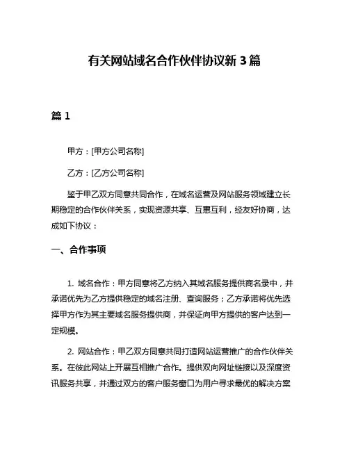 有关网站域名合作伙伴协议新3篇