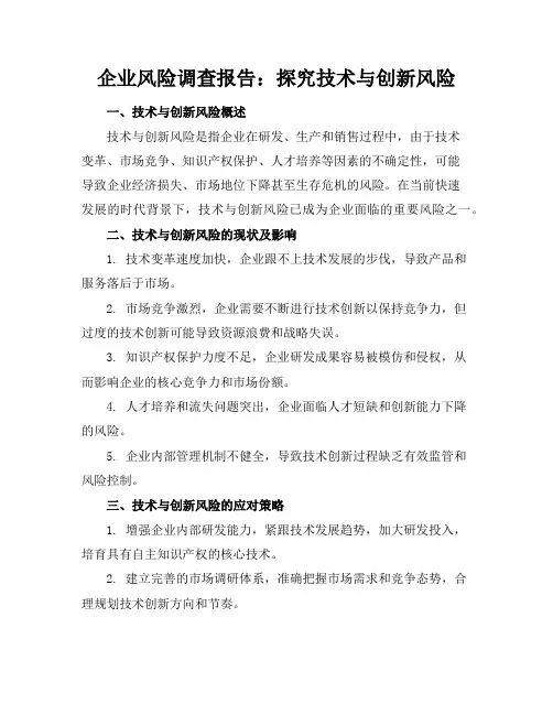 企业风险调查报告：探究技术与创新风险