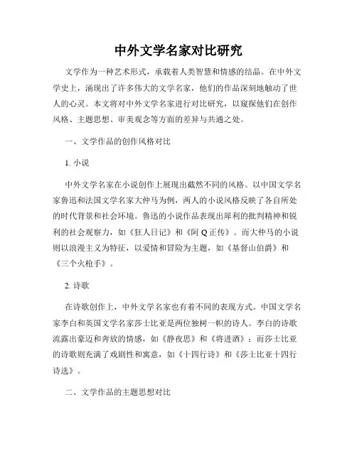 中外文学名家对比研究