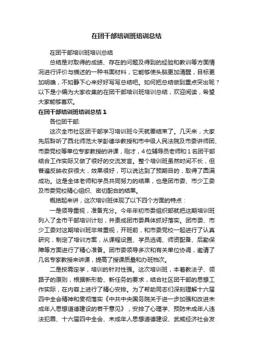在团干部培训班培训总结