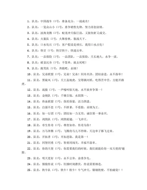 保险团队的名称及口号