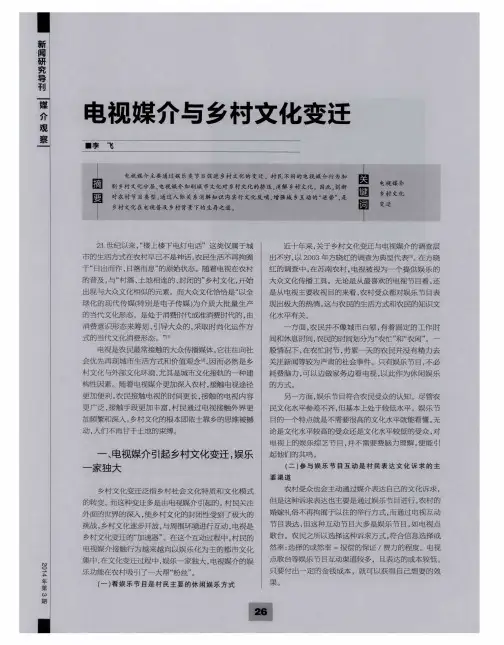 电视媒介与乡村文化变迁