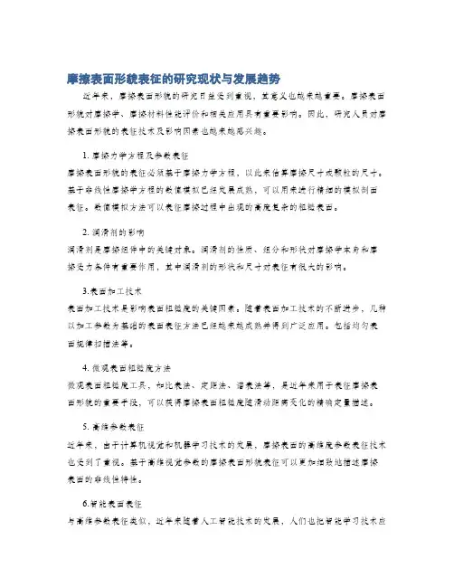 摩擦表面形貌表征的研究现状与发展趋势