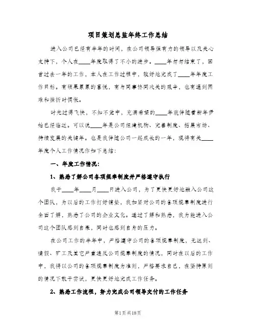 项目策划总监年终工作总结（4篇）
