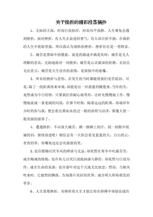关于挫折的精彩段落摘抄