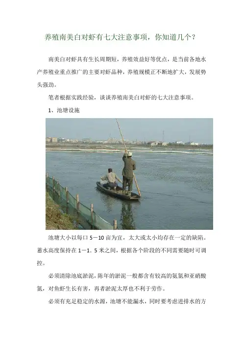 养殖南美白对虾有七大注意事项,你知道几个？