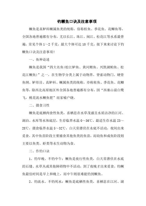 钓鱼技巧:钓鳜鱼口诀及注意事项