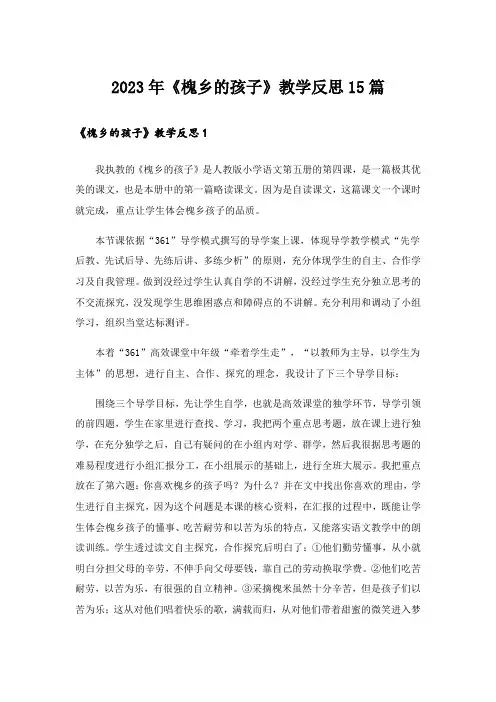 2023年《槐乡的孩子》教学反思15篇_7
