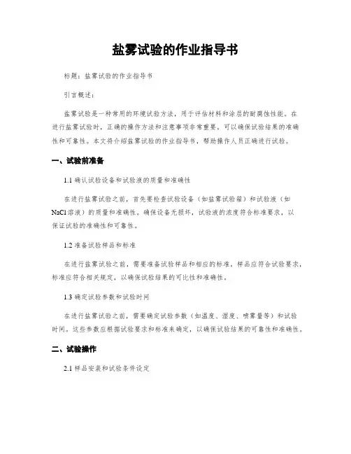 盐雾试验的作业指导书