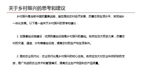 关于乡村振兴的思考和建议