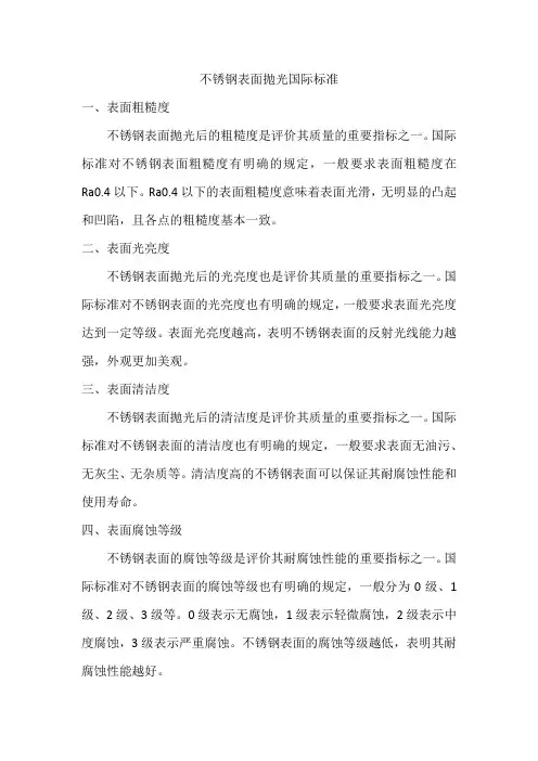不锈钢表面抛光 国际标准