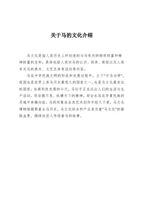 关于马的文化介绍