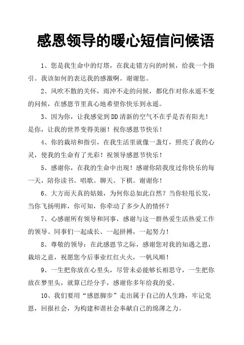 感恩领导的暖心短信问候语