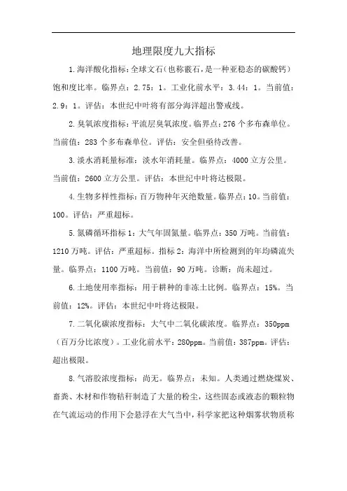 地理限度九大指标