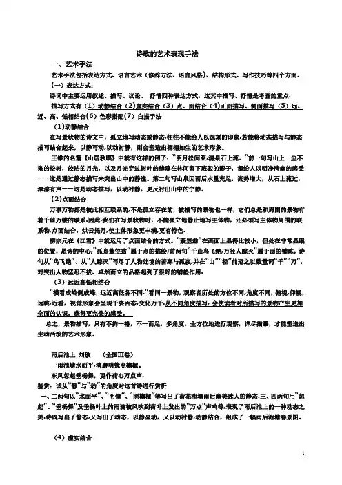 诗歌艺术表现手法归纳