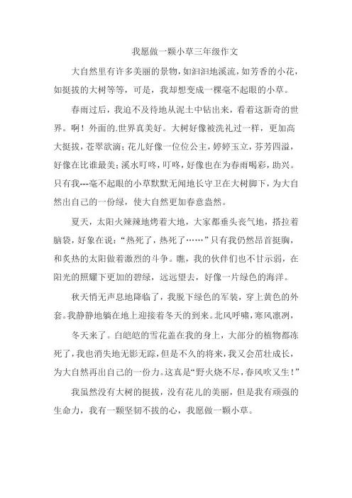 像小草一样的人二年级作文