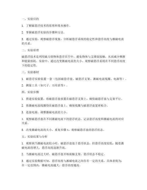 磁悬浮实验实验报告