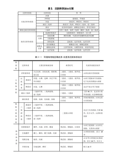沉积体系划分方案