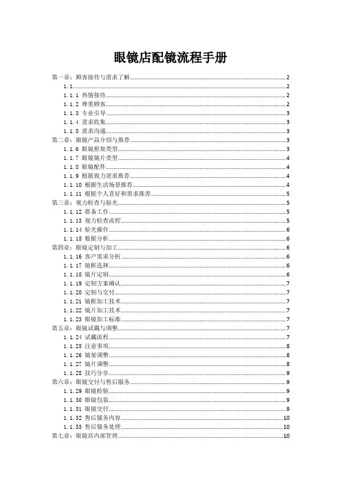 眼镜店配镜流程手册