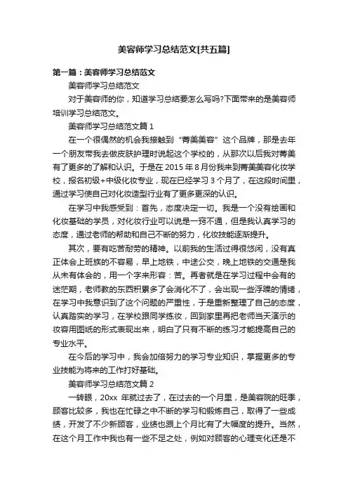 美容师学习总结范文[共五篇]