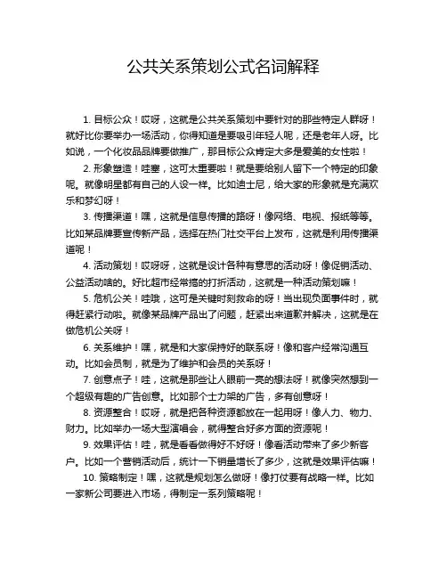 公共关系策划公式名词解释