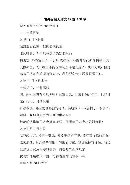 窗外有蓝天作文17篇 600字
