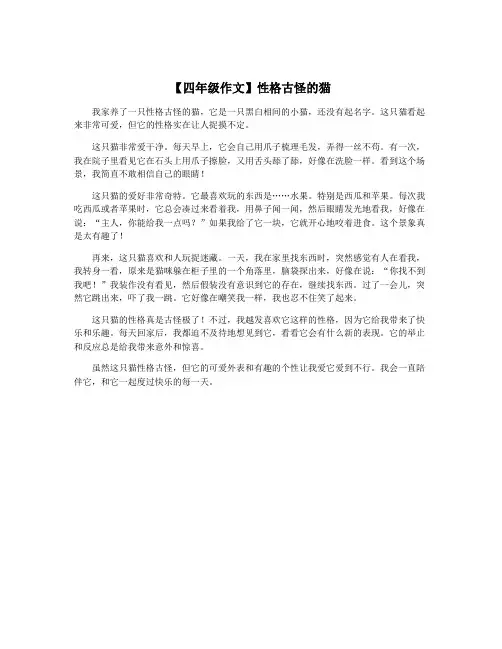 【四年级作文】性格古怪的猫