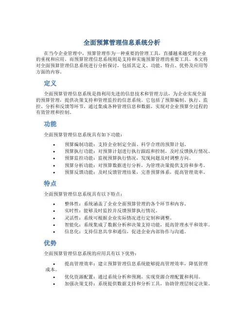全面预算管理信息系统分析