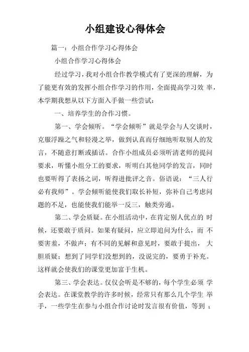 小组建设心得体会