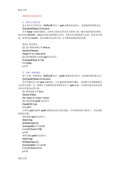 (整理)Matlab积分.