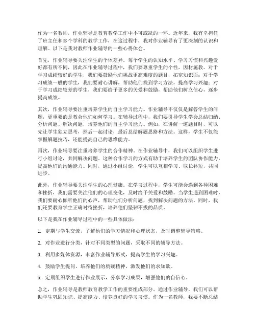 教师作业辅导心得体会