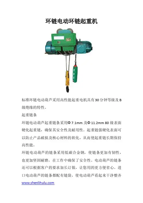 环链电动葫芦规格参数