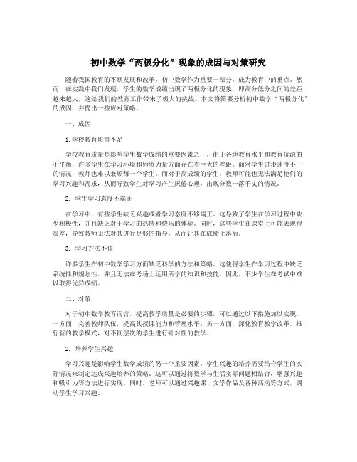 初中数学“两极分化”现象的成因与对策研究