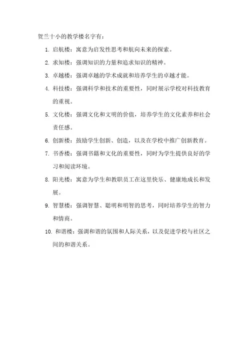 贺兰十小的教学楼名字