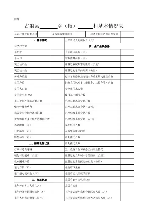 某村基本情况表