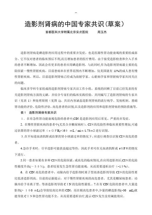 造影剂肾病的中国专家共识(草案)