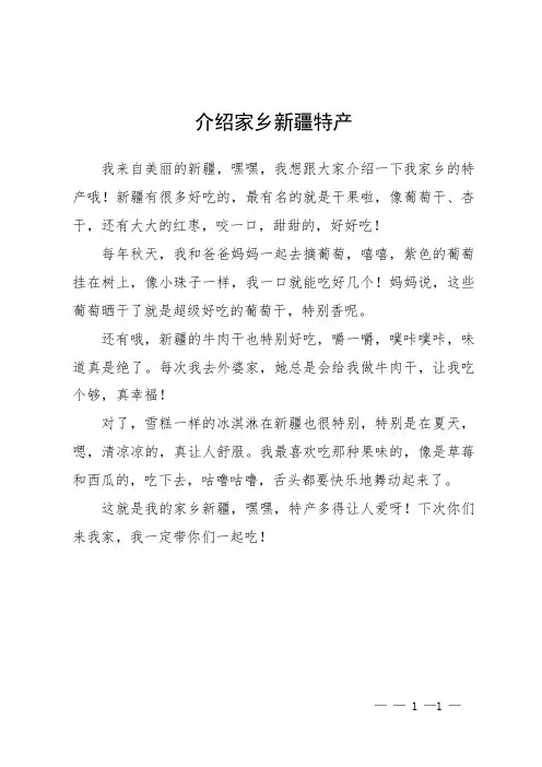 介绍家乡新疆特产