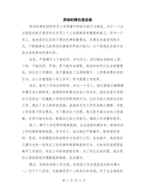 劳动纪律自查总结