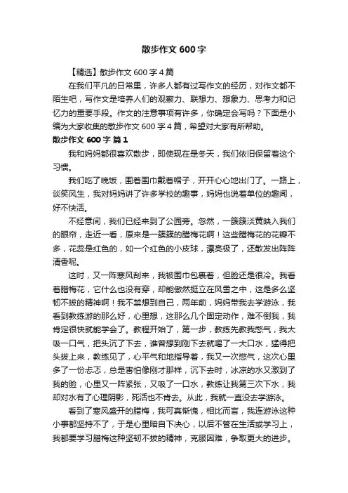 【精选】散步作文600字4篇