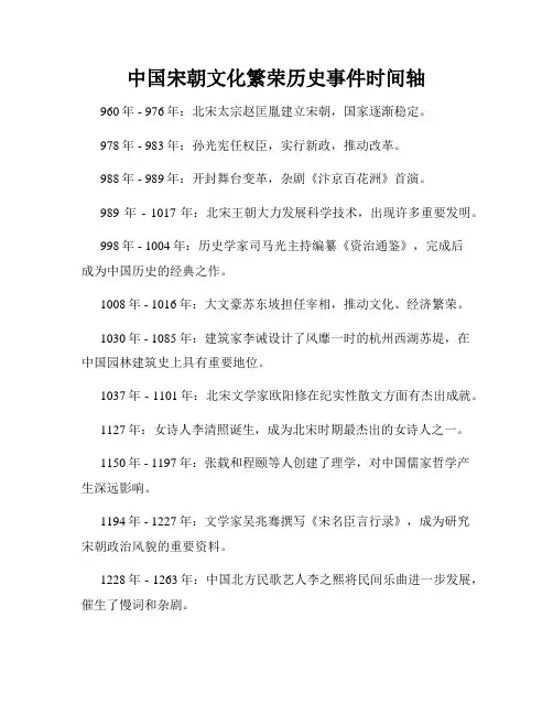 中国宋朝文化繁荣历史事件时间轴