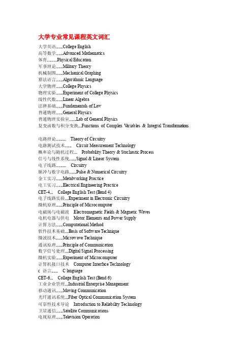 大学专业常见课程英文词汇[最新]